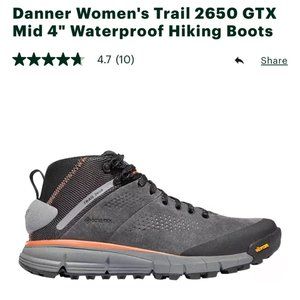 Danner Trail 2650 Mid Gtx Women's 7 Grey Suede Hiking Boots